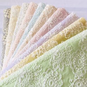 国産高級刺繍 豪華刺繍レース コットンレース 綿レース 刺繍生地 ハギレ