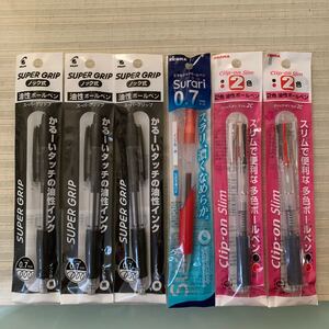 ボールペン PILOT SUPER GRIP 黒 3本 ZEBRA Surari 赤 1本 ZEBRA 2色(黒・赤) 2本