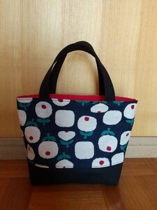 【ハンドメイド】ミニトートバッグ 北欧風フラワー