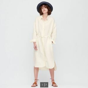 リネンブレンドシャツワンピース 長袖 ユニクロ UNIQLO