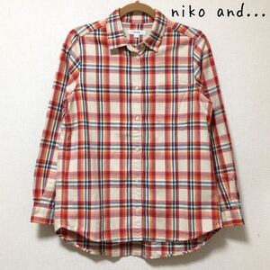 niko and… ニコアンド レディース チェックシャツ ネルシャツ シャツ 長袖 Lサイズ チェック柄 赤