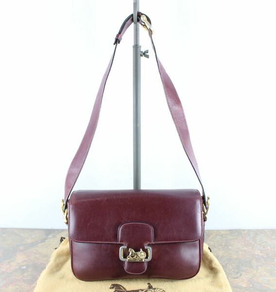 VINTAGE CELINE CARRIAGE LOGO LEATHER SHOULDER BAG MADE IN ITALY/ヴィンテージセリーヌ馬車ロゴレザーショルダーバッグ