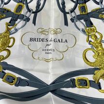 HERMES CARRE90 SILK SCARF BRIDES de GALA par MADE IN FRANCE/エルメスカレ90シルク100%スカーフ(式典用馬勒)_画像7