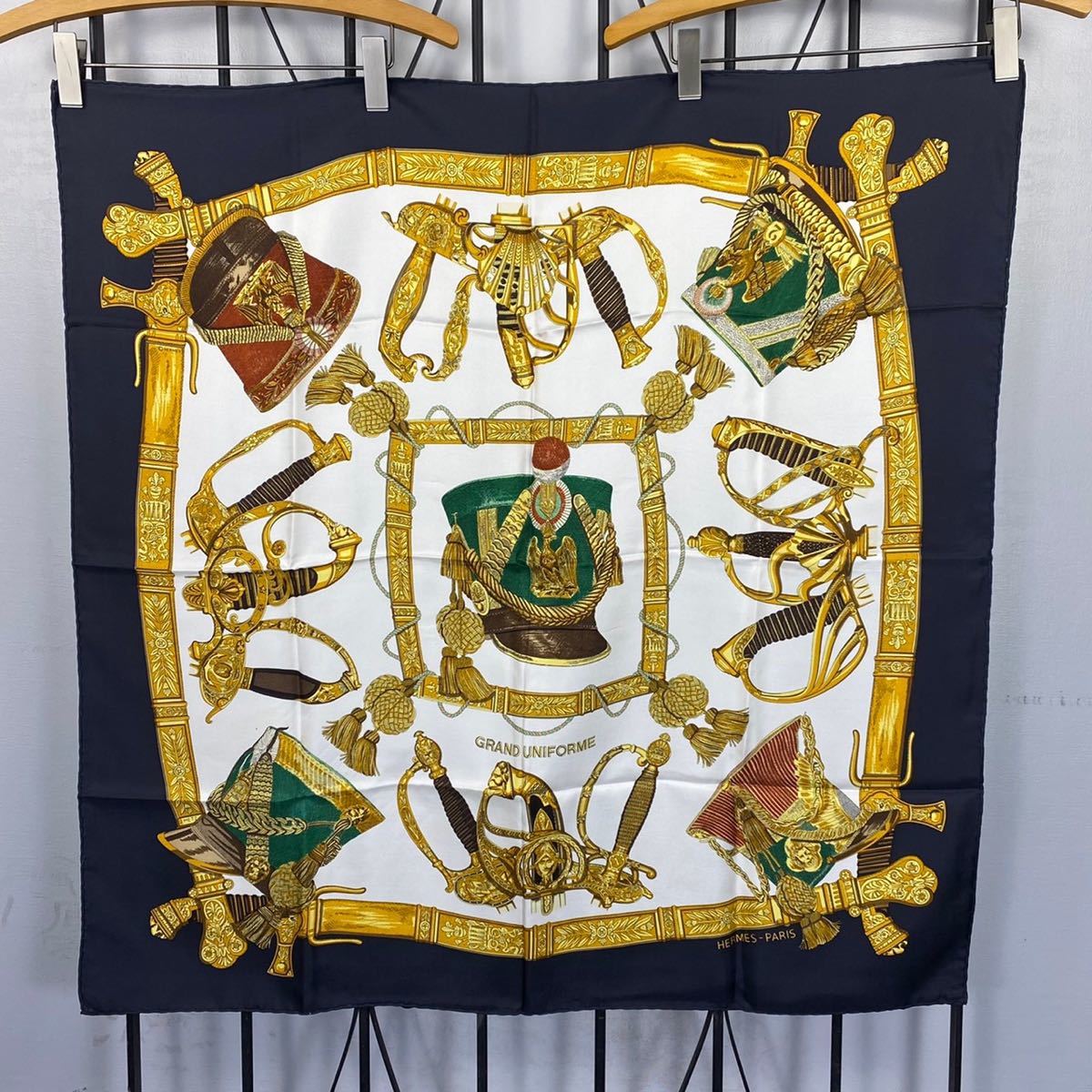 新品 HERMES Silk Twill Le Pegase D Hermes Giant Scarf 140cm Black