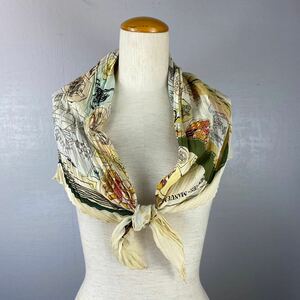 HERMES SILK100% PLEATED SCARF CHIFFRES ET MONOGRAMMES-ANNEE 1886 MADE IN FRANCE/エルメスカレシルク100%プリーツスカーフ