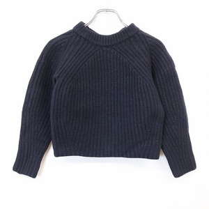 LE CIEL BLEU Le Ciel Bleu F lady's ( Kids?) knitted sweater short mok neck la gran 7 minute sleeve wool 100% navy navy blue 