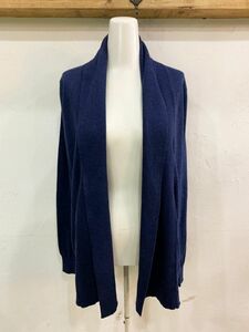 1516*THREE DOTS/ Three Dots plain short topa- cardigan cotton lady's S size navy long sleeve casual USED *