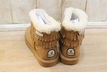 ☆BEARPAW/ベアパウ フリンジショートムートンブーツ NATARIA キャメル size24cm レディース 防寒 防水 冬用 古着 used☆_画像4