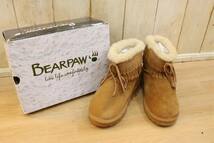 ☆BEARPAW/ベアパウ フリンジショートムートンブーツ NATARIA キャメル size24cm レディース 防寒 防水 冬用 古着 used☆_画像1