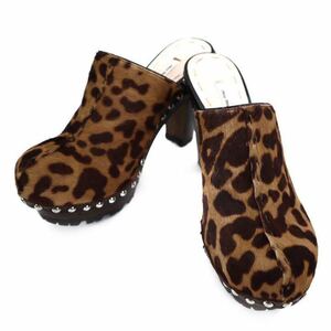  не использовался прекрасный товар miumiu MiuMiu сабо сандалии - lako Leopard леопардовый рисунок 