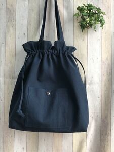 ハンドメイド*巾着トートバッグ ネイビー
