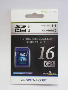 16GB Class10 CLASS UHS-I SDHCメモリーカード GREEN HOUSE 40MB/s
