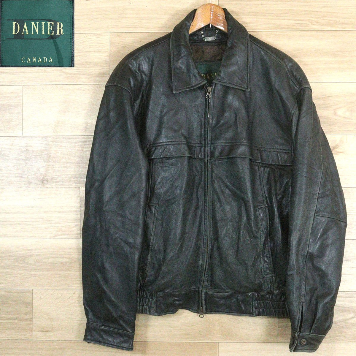 E6S/N9.8-4　DANIER CANADA　レザージャケット　本革　スイングトップ　ライナー付き　ブルゾン　革ジャン　皮ジャン　L　ヴィンテージ
