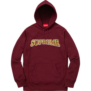 即決 supreme Metallic Arc Hooded Sweatshirt burgundy