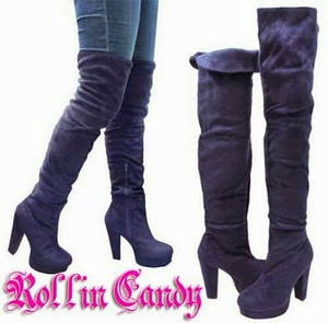  navy blue navy knee high boots 23,5~24