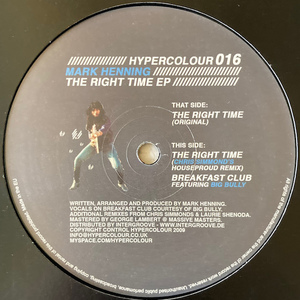 【UK / 12inch】 MARK HENNING / The Right Time EP 【ミニマル / HYPE016】