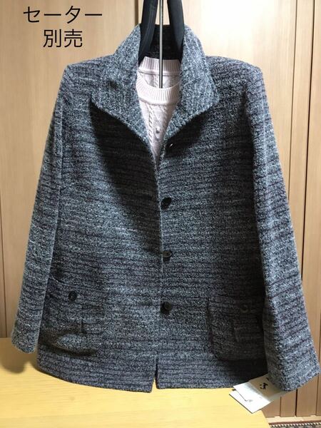 [新品] 激安・在庫処分　Lサイズ　レディース毛混ジャケット　ミセスジャケット　婦人ジャケット　軽量ウール