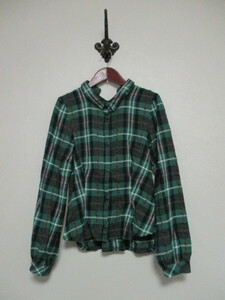 LilyBrown リリーブラウン緑チェックネルシャツ（USED)92121
