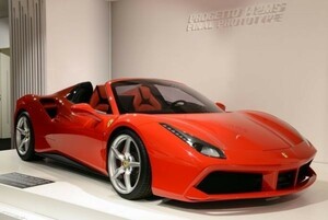 フェラーリ F488 GTB プロトタイプ レッド 絵画風 壁紙ポスター 特大版866×576mm（はがせるシール式）007S1