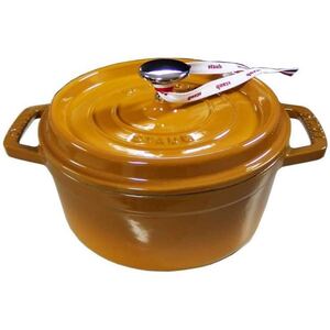 ストウブ staub ラウンドココット 両手鍋マスタード ピコ ココット ラウンド 18cm ホーロー 40511-370