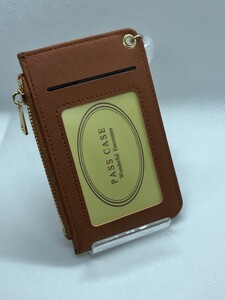 パスケース カードホルダー 定期入れ ICカード入れ コインケース ブラウン 茶 小銭入れ 男女兼用
