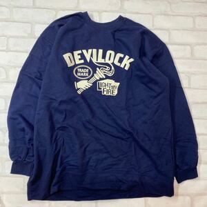  Devilock DEVILOCK tray do Mark . огонь тренировочный футболка темно-синий темно-синий 90 годы Vintage обратная сторона . серия Street 
