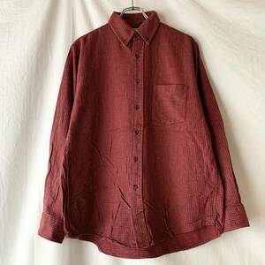 80s USA製 L.L.Bean ネルシャツ M 赤×黒 チェック 長袖シャツ ヴィンテージ OLD アメリカ製 エルエルビーン
