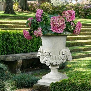 ヨーロッパ古典的羊頭の壷　屋外対応プランター花瓶装飾品アウトドアオブジェ印象的優雅庭ガーデン庭園ディスプレイテラス西洋洋風植木鉢