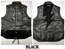 送料0 特価 Vin&Age ヴィンアンドエイジ Naughty Leather Vest /ナーティーレザーベスト VLJ6 BLACK-36 S 70's 60' バイカー WeelsApparel_画像2