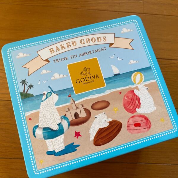 ★GODIVA★ゴディバ★缶のみ★缶★ブルー★水色★白くま★しろくま★夏★可愛い★お洒落★