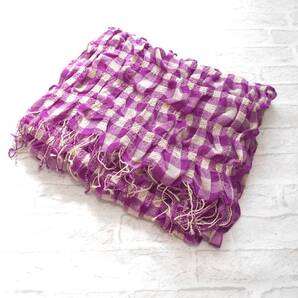 〔美品 送料無料〕 up date style アップデートスタイル チェック 柄 洗える ウール ガーゼ 大判 ストール ( ムーンバット 暖かい マフラー