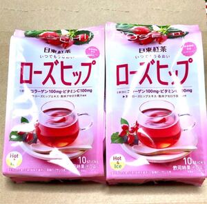 ローズヒップ 日東紅茶 ハーブ系粉末飲料 ローズヒップティー アセロラ コラーゲン 紅茶 2袋セット ホットでもアイスでも