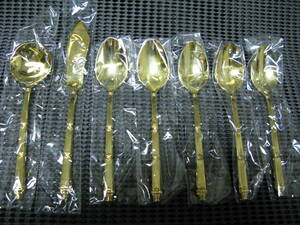 AZUMA/azuma** gold finishing spoon set ** unused storage goods 
