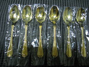 ALFACT/aru fact * coffee spoon 6ps.@*GOLD PLATED* unused storage goods 