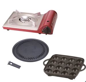 新品^_^イワタニ カセットコンロ CB-TAS-1 焼肉プレート/たこ焼きプレートセット