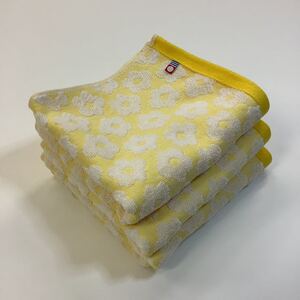 今治タオル フェイスタオル 浴用 まとめて 3枚 日本製 花柄 黄色 イエロー ブランド 綿100% 吸水速乾 送料無料