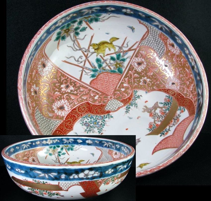 売れ済公式 古伊万里　色絵三つ鉢（うち二個）完品　逸品な力作　最終処分特価 工芸品