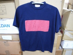 FK ヒズ・チューブ/his TUBE 斎藤久夫 パッチワークニットTシャツ ネイビー Sサイズ MEN'S BIGI