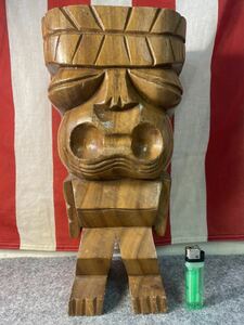 ハワイ製 ビンテージ 大きなTIKIの置物 2 ティキ 木彫り 大型 巨大 hot rod ハワイアン