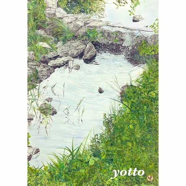 色鉛筆画「 行雲流水 」Ａ２・額付き◇◆手描き◇原画◆風景画◇◆yotto