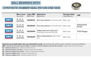 RMS 10020 0050 社外 ボールベアリング(片面シール) SKF 15-35-11 6202-RSH ピアッジオ(177610) 前輪ドラム