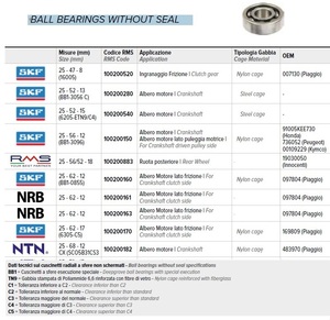 RMS 10020 0170 社外 ボールベアリング NSK 25-62-17 6305 C5 ピアッジオ(169809) P703V クラッチ側
