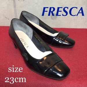 [ selling out! free shipping!]A-124 FRESCA GINZA pumps enamel black 23cm! made in Japan! used box none!