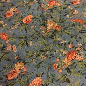 生地 大判 薔薇 ローズ ネイビー 青 派手 ブルー グリーン 緑 リバティ風 リバティプリント ヴィンテージ はぎれ 生地