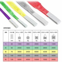 スリングベルト 荷重3t ベルト長2m 幅75mm 両端アイタイプ_画像2