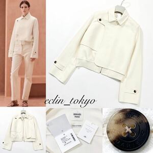 [E3099] approximately 80 ten thousand jpy!HERMES Hermes {2020AW} top class double faced cashmere 100% coat Serie button eggshell white [ as good as new tag attaching ]