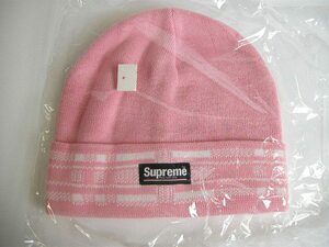 2016AW■Supremeシュプリーム■Plaid Cuff Beanie/ニットキャップ/ニット帽/ニットCAPビーニー/帽子/box logo/PINK■16AW/16FW/FW16/2016FW