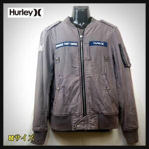 即決★Hurley★ハーレー★メンズ★M★MA-1★ブルゾン★こげ茶★フライトジャケット★ワッペン★ジャンバー★防寒