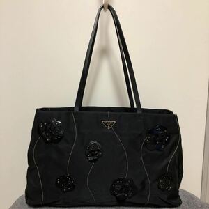 PRADA プラダ ☆激レア☆ハンドバッグ 黒　フラワー＊返品不可＊