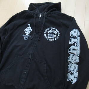 ★即決送込★ L STUSSY パーカー ステューシー ist hoodei 古着女子 ビックシルエット skate surf スウェット sweat xl zipup 黒 black